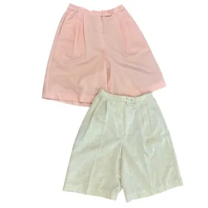 3 PCS 90s KORET CREAM &amp; PASTEL PINK LIGHTWEIGHT COULOTTES WIDE LEG SHORTS SZ 10