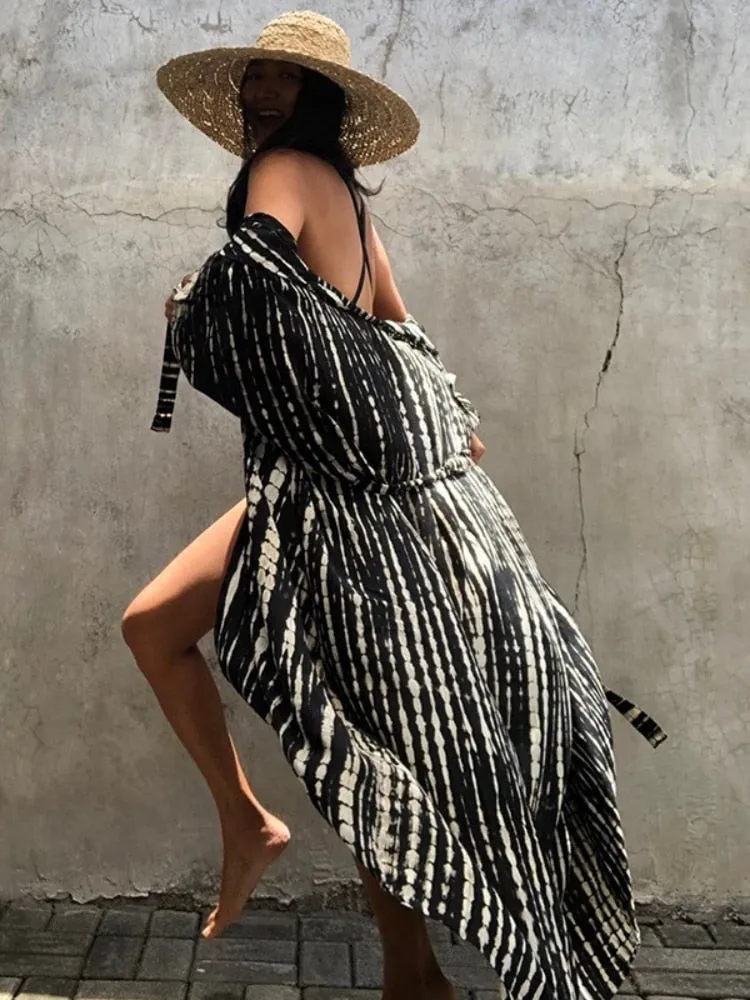 Beach Cover Ups for Swimwear Tie Dye Kimono Swimsuit Cape