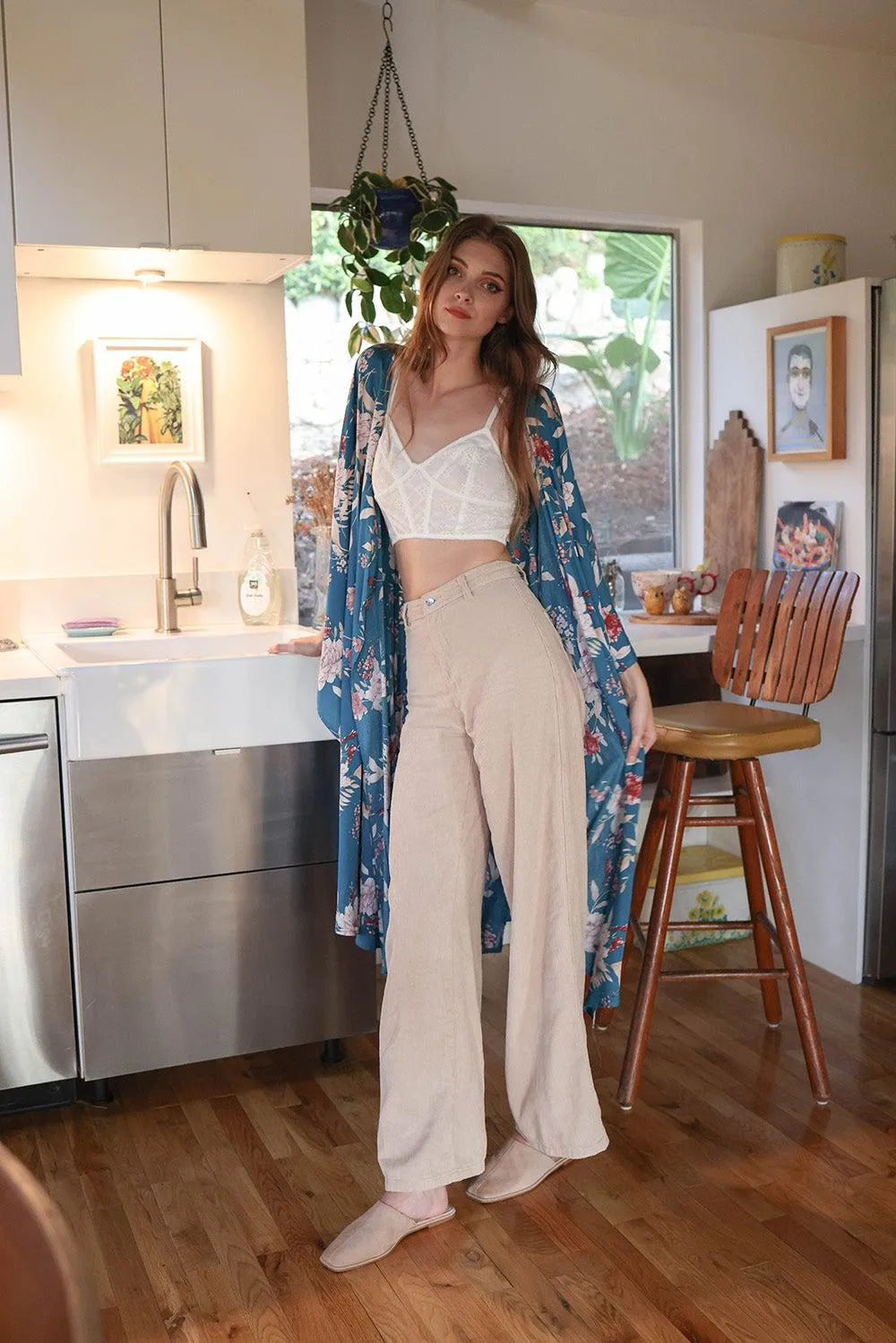 Floral Butterfly Sleeve Kimono - 2 colors