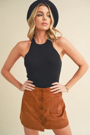 Grecian Neck Ribbed Tank