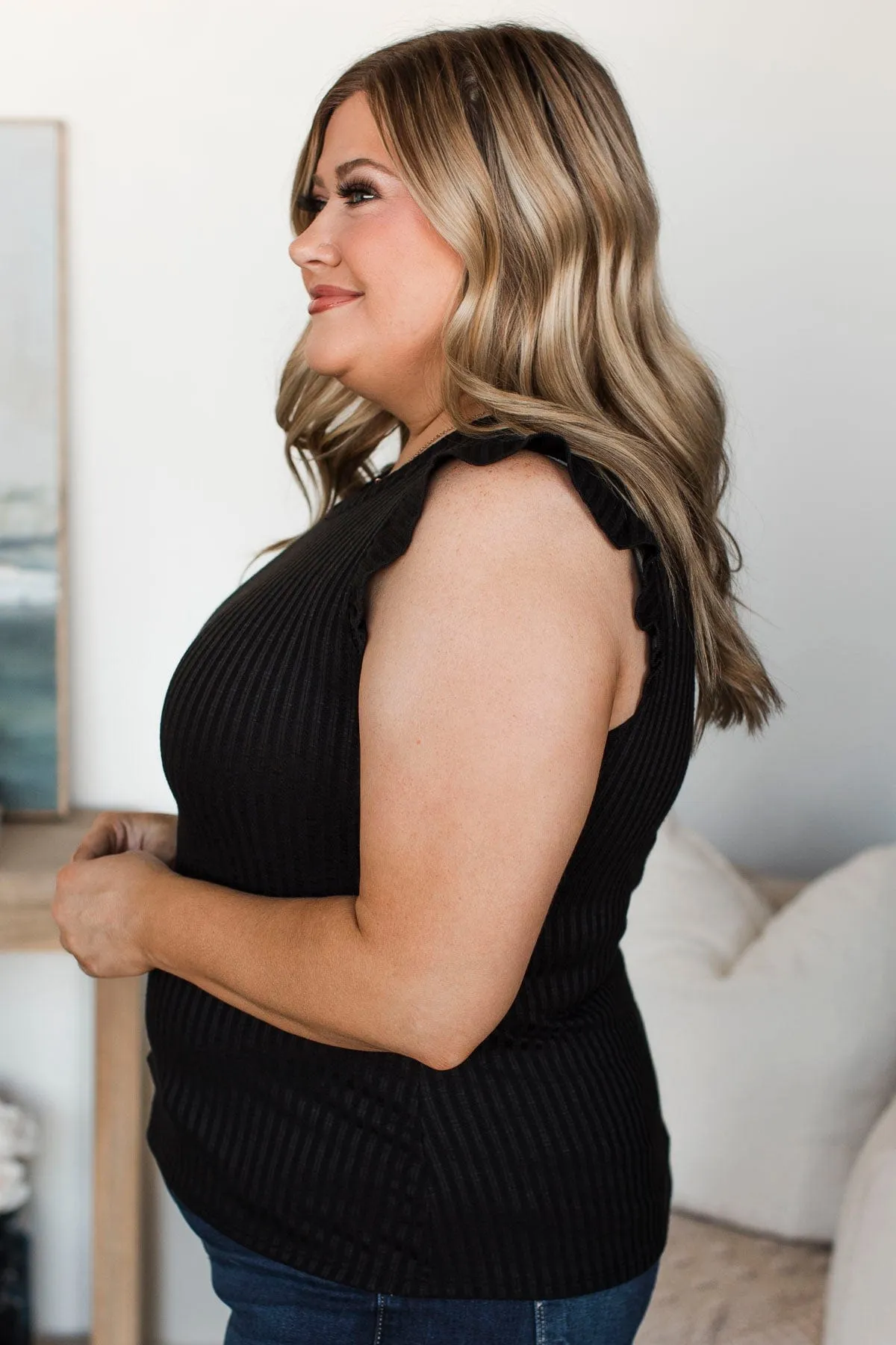 Late Night Romance Knit Top- Black