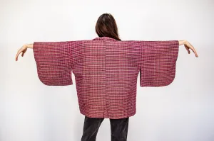 VINTAGE PLAID TEXTURED KIMONO